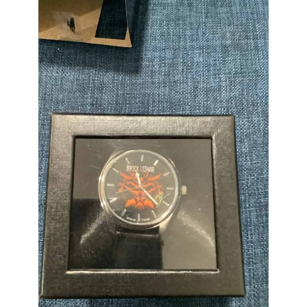 WWE Brock Lesnar Watch Men's Size Black Leather Band Game Time New